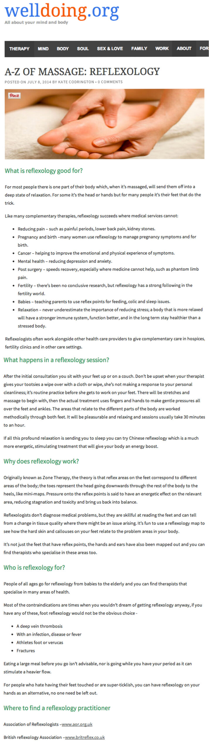 A-Z reflexology