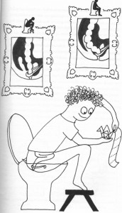 gut on the loo